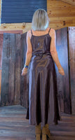 Loren Coffee Sequin Mesh Set – Silky Slip Dress with Beaded Tie Belt