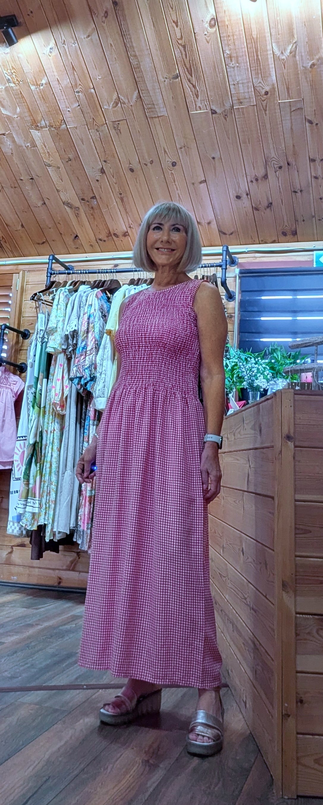 Red gingham sundress styled by ditsydi