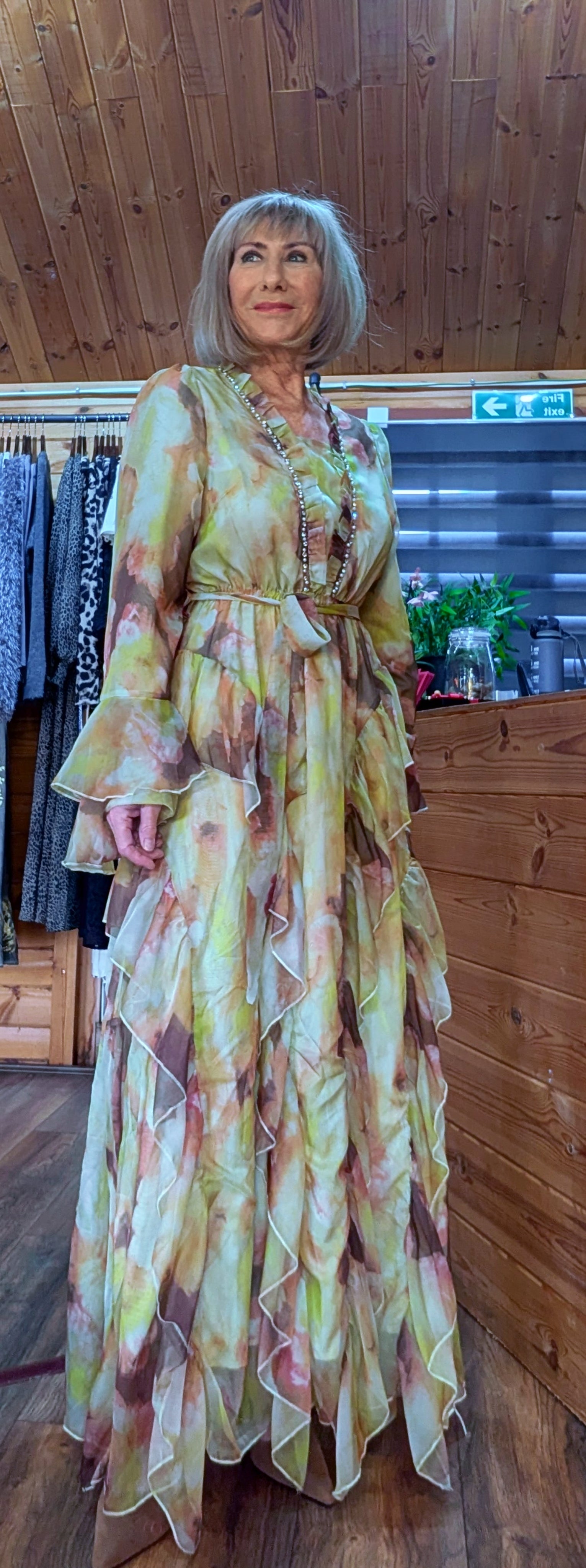 Edith Statement Green Ruffle Frill Dress- Feminine - Romantic