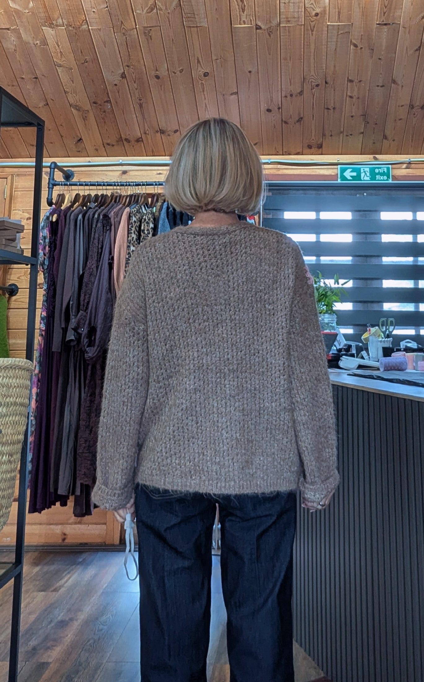 Women’s Joy cardigan with soft fluffy texture and relaxed fit by DitsyDi rear view