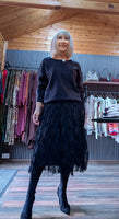 Farrah Black Sweater with Silver Sequin  Bows