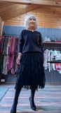 Farrah Black Sweater with Silver Sequin  Bows