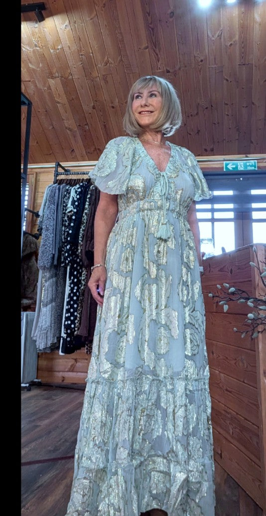 Milana boho occasion dress with high glam finish