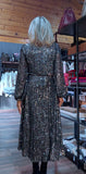 Monroe Silver Sequin Midi Dress – Long Sleeved with Tie Bust