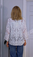 Lois White or Ecru Embroidered  Cotton Boho Blouse
