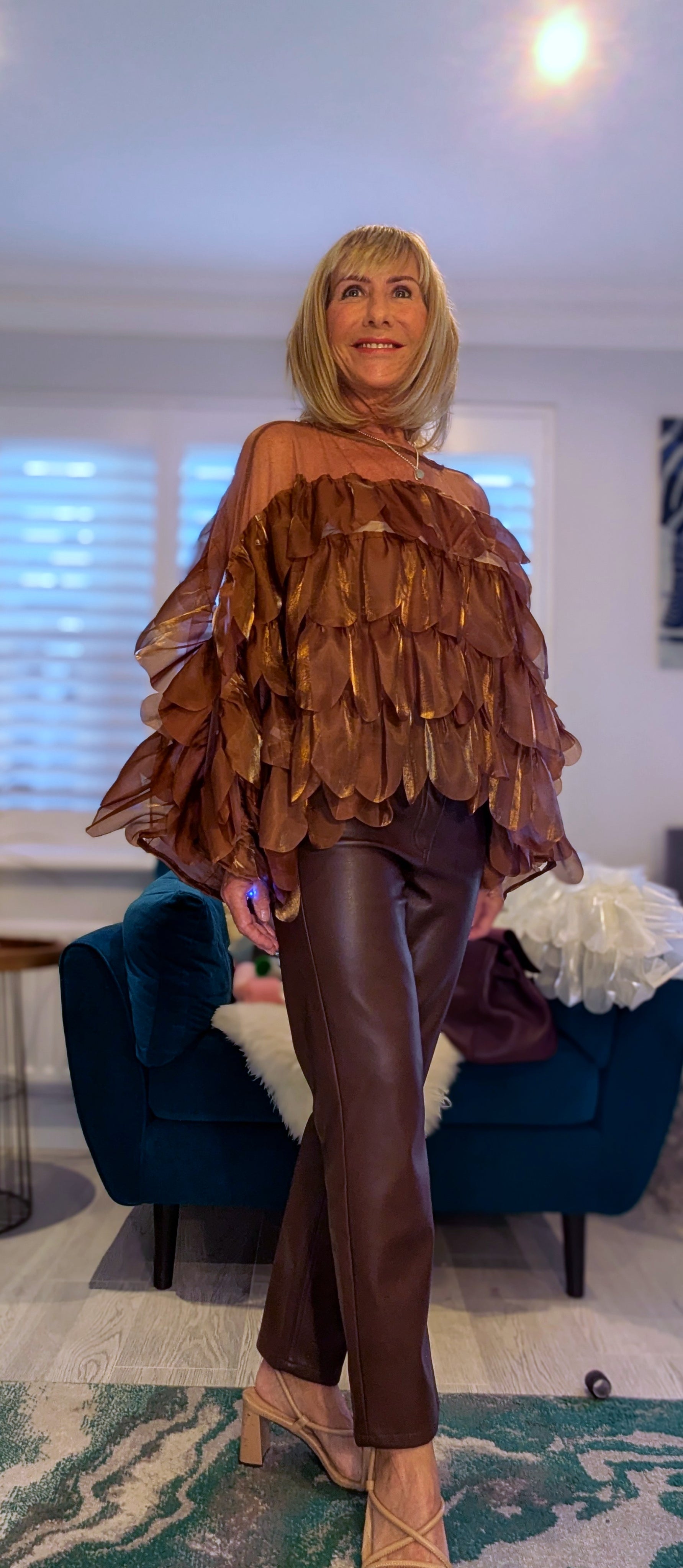 Delta Blouse – Statement  Ruffles in Bronze or Ivory Autumn Elegance