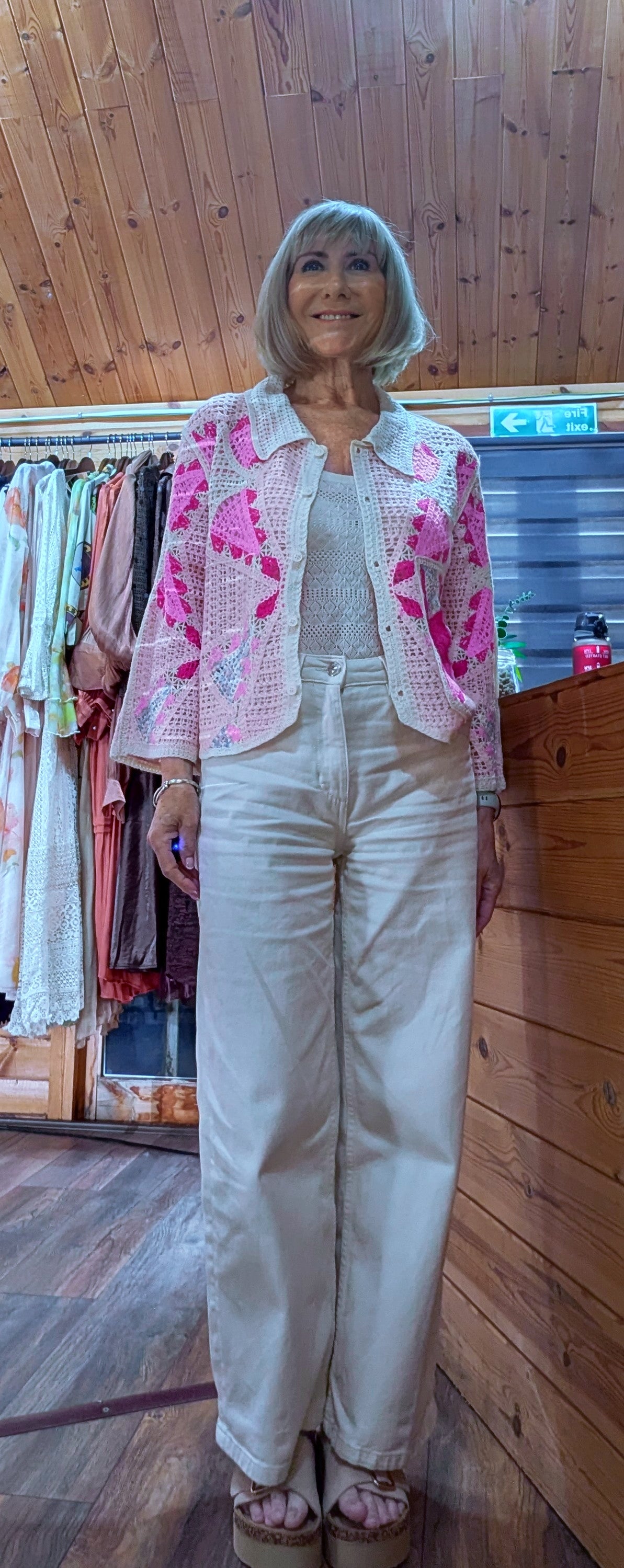 Pink boho cardigan for spring summer outfits styled by ditsydi