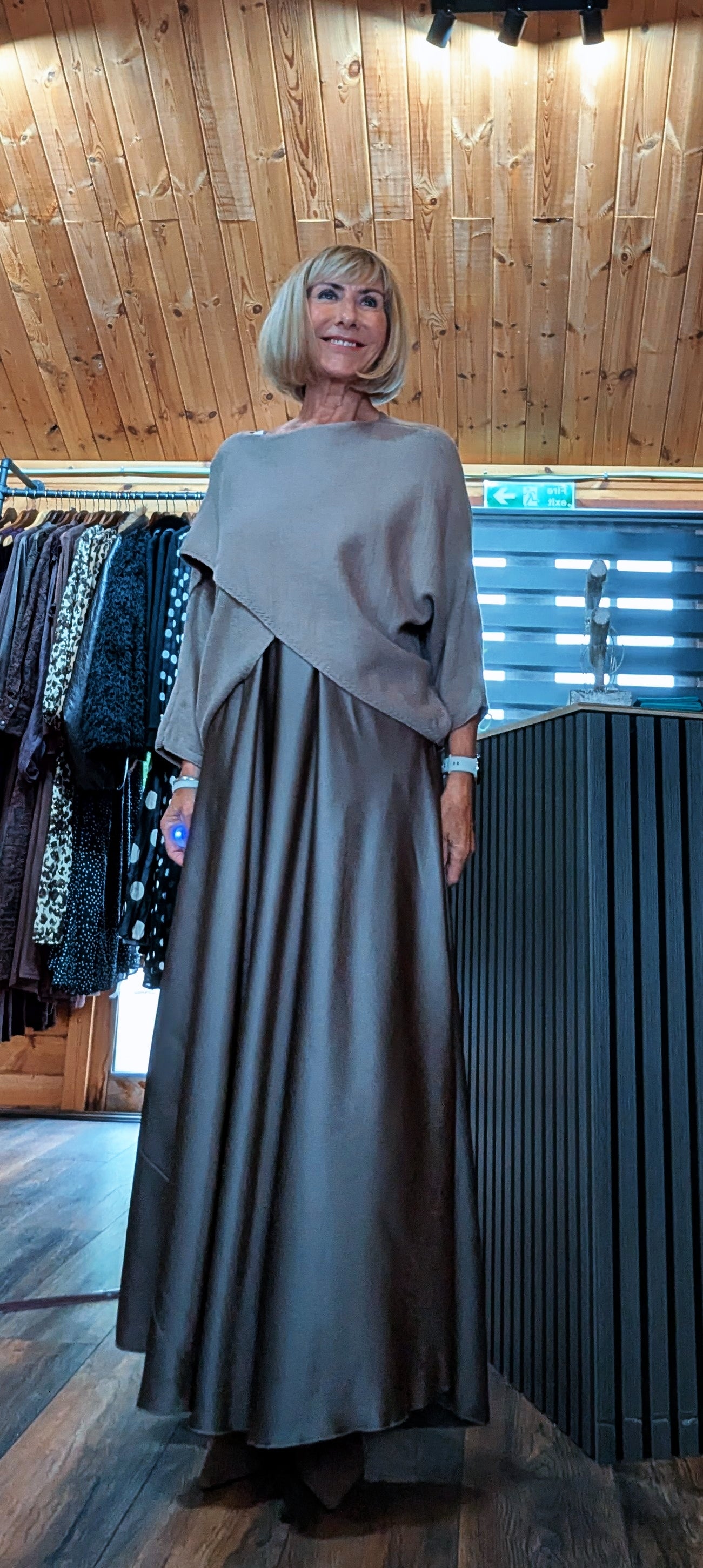Marie Knit Top & Satin Slip Dress Set – Mocha