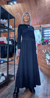 Isla Jersey Dress – Ruched Waist & Flared Skirt