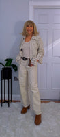 Magna Crochet Knit – Collared Summer Cardigan in Beige