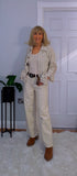 Magna Crochet Knit – Collared Summer Cardigan in Beige