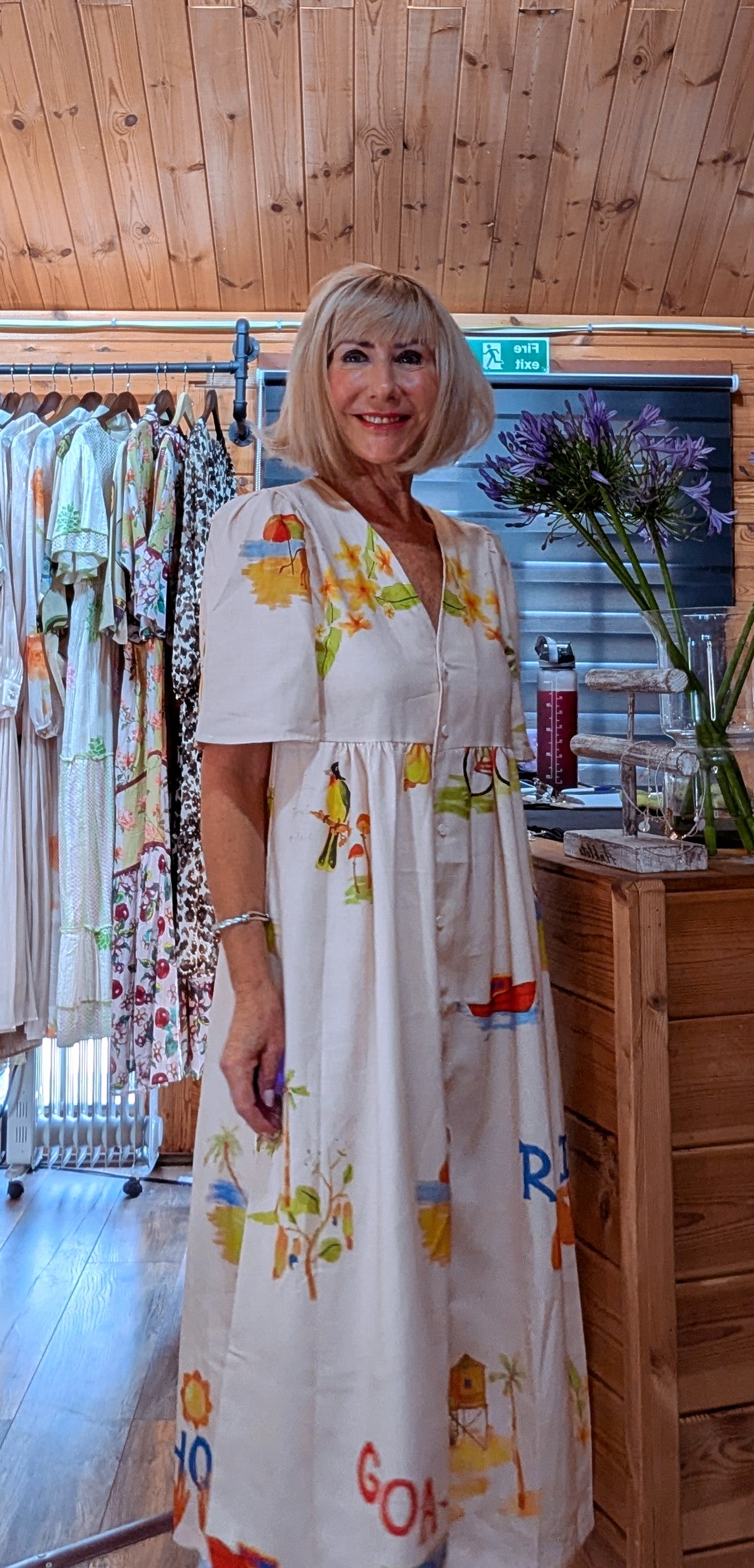 Fiona Printed Button-Front Midi Dress