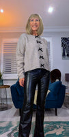 Maple Taupe Sweater with Bows & Frill Detailing – Front or Back Wear