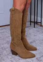 Cassidy Faux Suede Cowboy Boots – Soft Camel Western Style