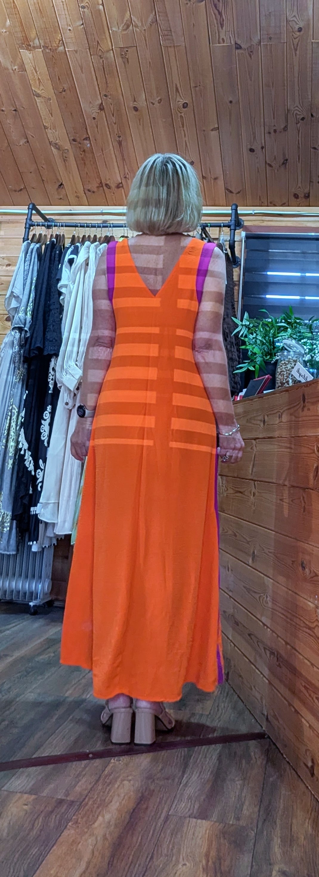 Lenna Sleeveless Maxi Dress – Orange and Purple