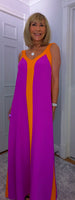 Helena Sleeveless  Maxi Dress – Magenta - Green - Ecru