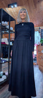 Isla Jersey Dress – Ruched Waist & Flared Skirt
