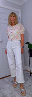 Tamara Crochet Cardigan – Vintage Puff Sleeve Knitwear