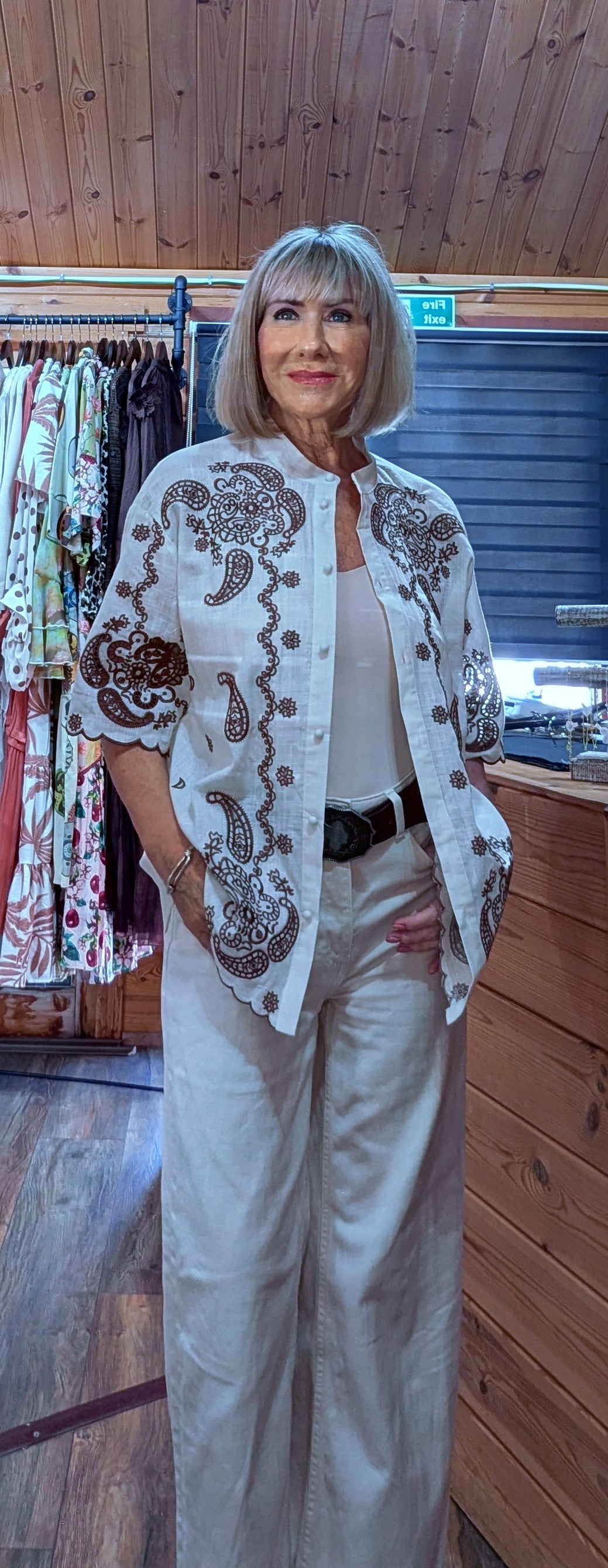 Close up of Daryl Embroidered blouse