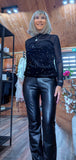 Audrey Sheer High-Neck Top – Velvet Bust with Sequin Detail