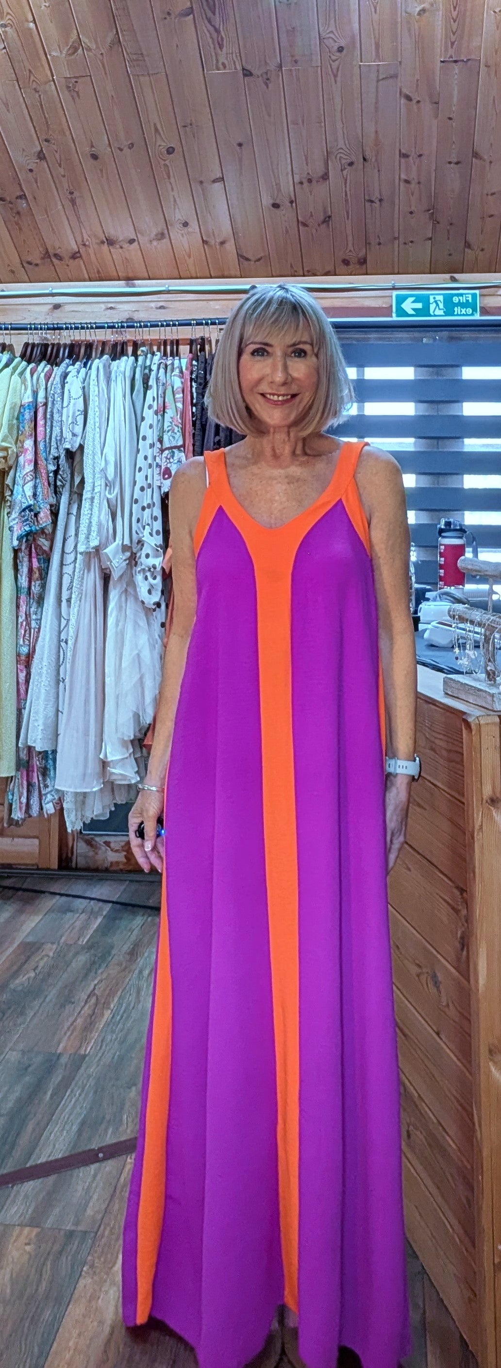 Helena Floaty Maxi Dress – Magenta-Black