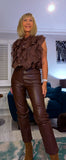Ashley Blouse – Statement Frilled Blouse - Taupe or Chocolate