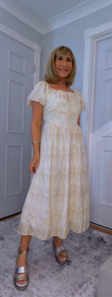Dorothy Ivory Embroidered Cotton Midi Dress