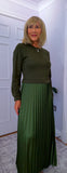 Phoenix Pleated Maxi Sweater Dress – Olive, Gold or Silver Grey