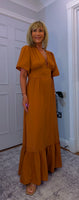Claire Cotton Boho Dress – Tie Back Midi in Coral or Terracotta | UK 8-14