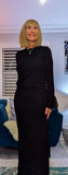 Martha Black Slinky Dress – Sparkle Side Split Evening Dress