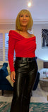 Elle Bodysuit – Sleek Stretch Bodysuit in Red, Ivory, Beige & Black