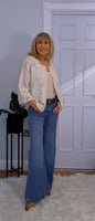 Lois White or Ecru Embroidered  Cotton Boho Blouse