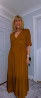 Paloma Prairie Smock Dress – Camel Cotton with Embroidery Detail
