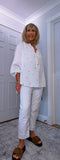 Daryl Cotton Blouse – White with Gold Embroidered Flowers
