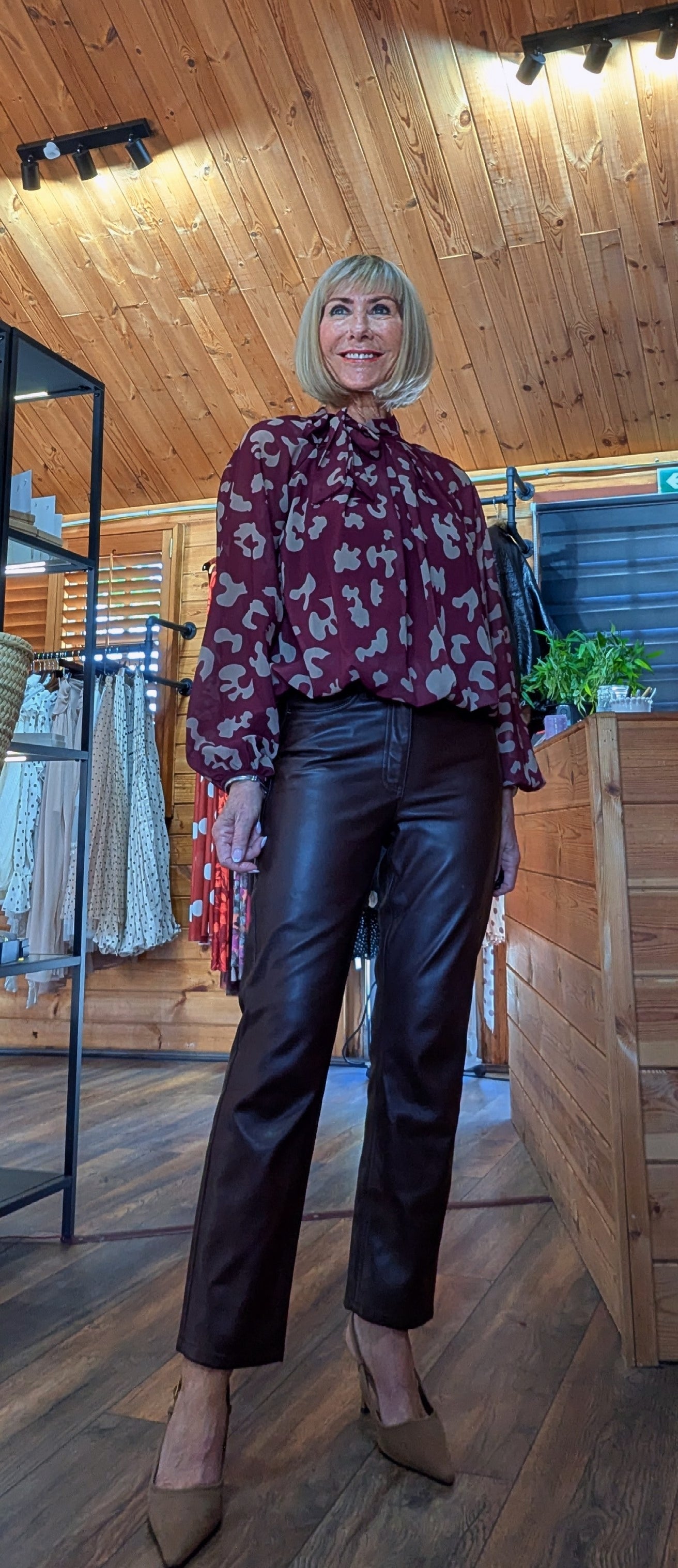 Carolyn Bow Tie Bubble Hem Blouse