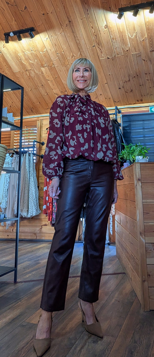 Carolyn Bow Tie Bubble Hem Blouse