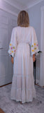 Julia White Bohemian Dress with Floral Embroidery