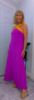 Olga Halterneck  Maxi Dress – Magenta