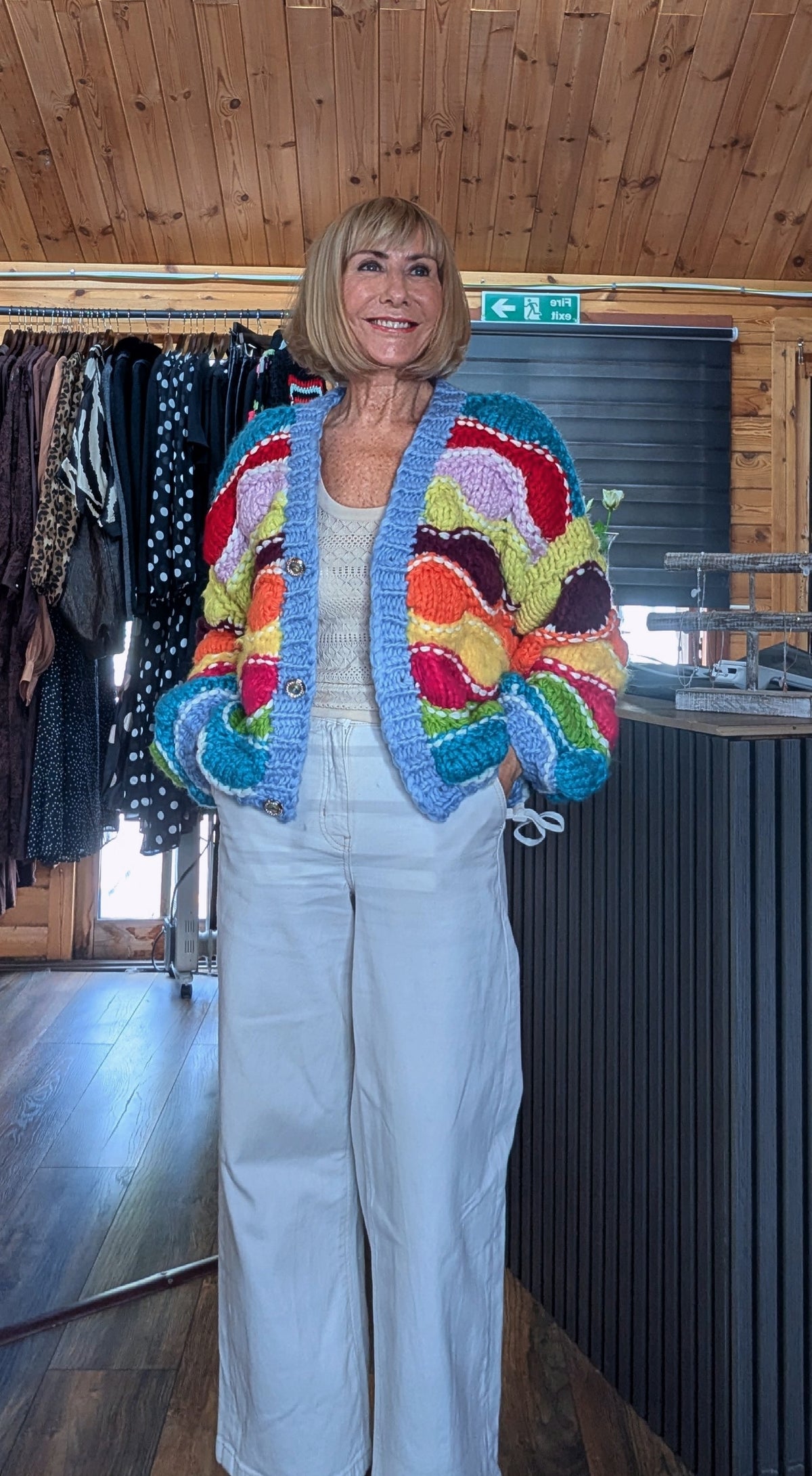 Lulu oversized multicolour cardigan with V neckline