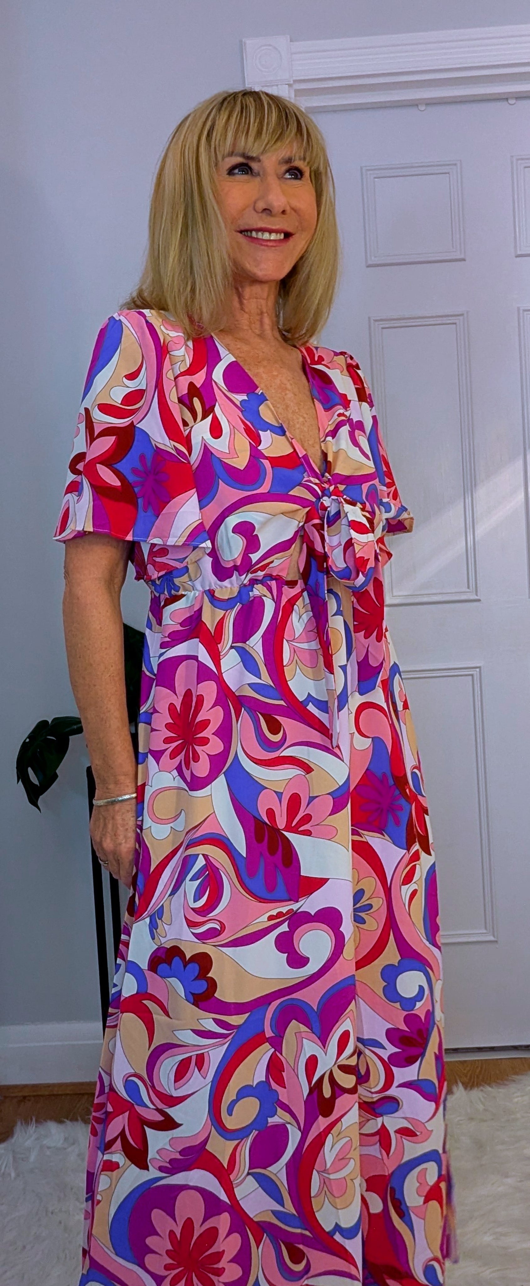 Flora Dress Maxi Silky Summer Dress in Pink or green