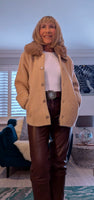 Judy Faux Fur Cotton Jacket- Soft Beige
