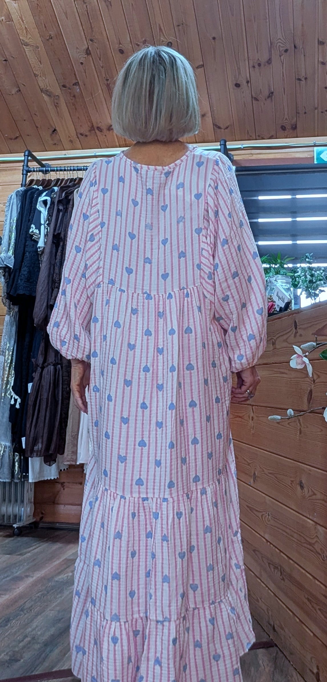 Cassie Cotton Boho Maxi  Smocked Dress in Pink 
