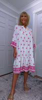 Lucille Smock Dress – Bright Fuchsia & White Viscose Smocked Dress