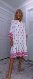 Lucille Smock Dress – Bright Fuchsia & White Viscose Smocked Dress