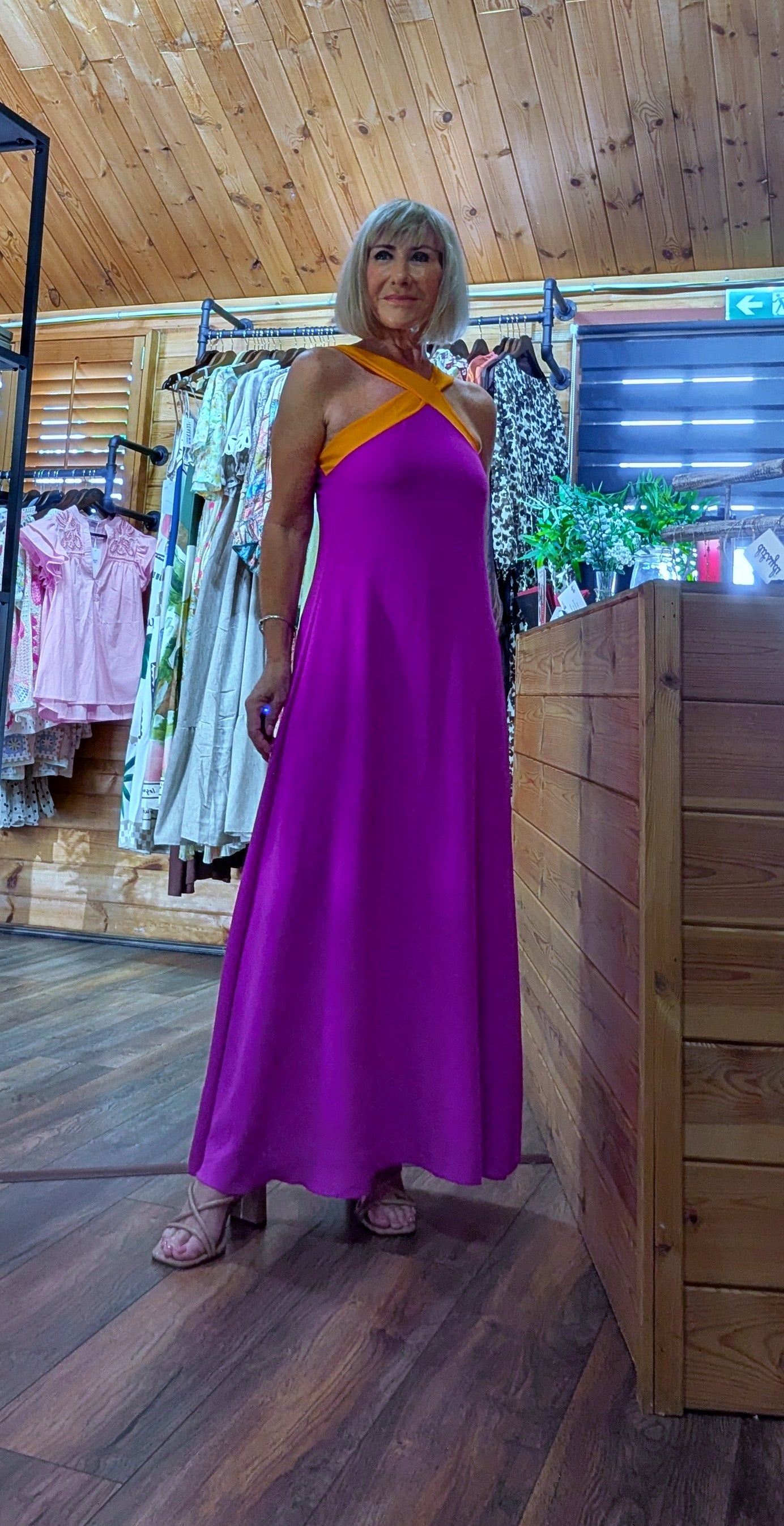 Magenta strappy statement dress