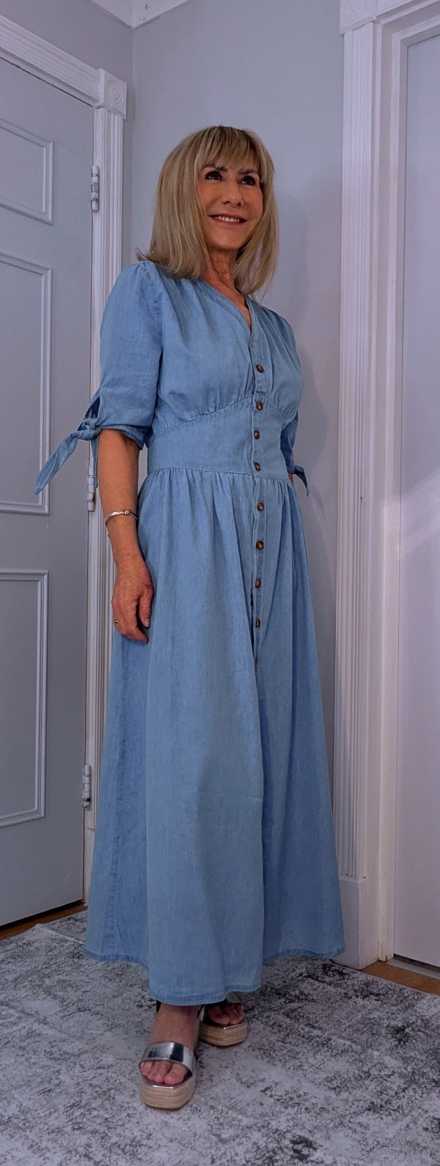 Binty Blue Denim Shirt Midi Dress