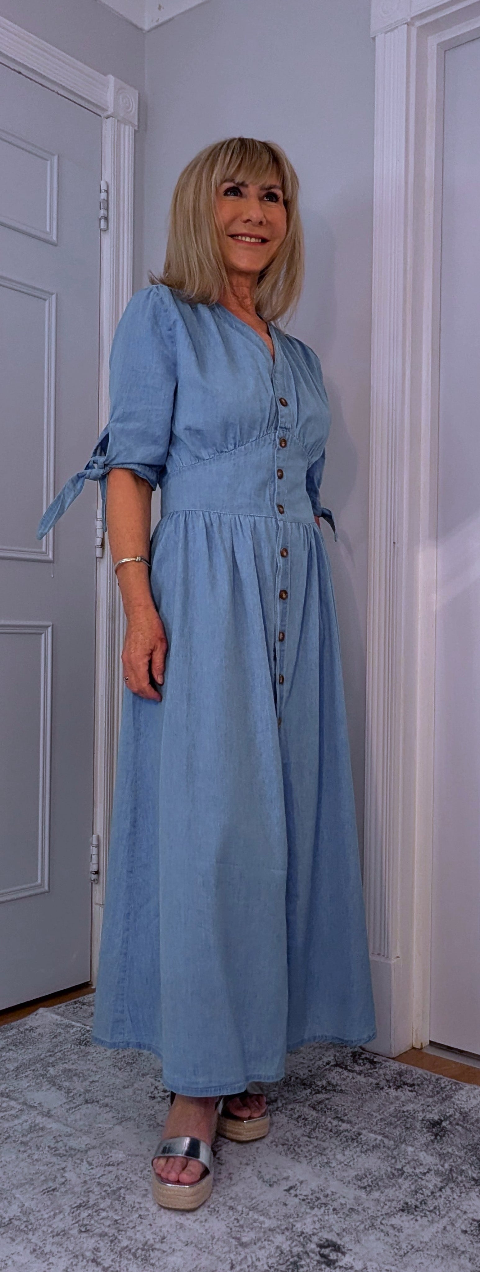 Binty Blue Denim Shirt Midi Dress