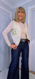 Constance Sleeveless Cardigan – Ivory Knit with Embroidery, One Size