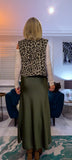 Paris Satin Feel Skirt – Black or Olive Green Bias Cut