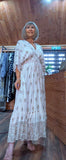 Ida Bohemian Ivory Maxi Dress with Gold Embroidery and Tassels